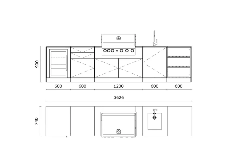 KuhinjaBOXY SET 2 Standard: RAL 7016/ 700